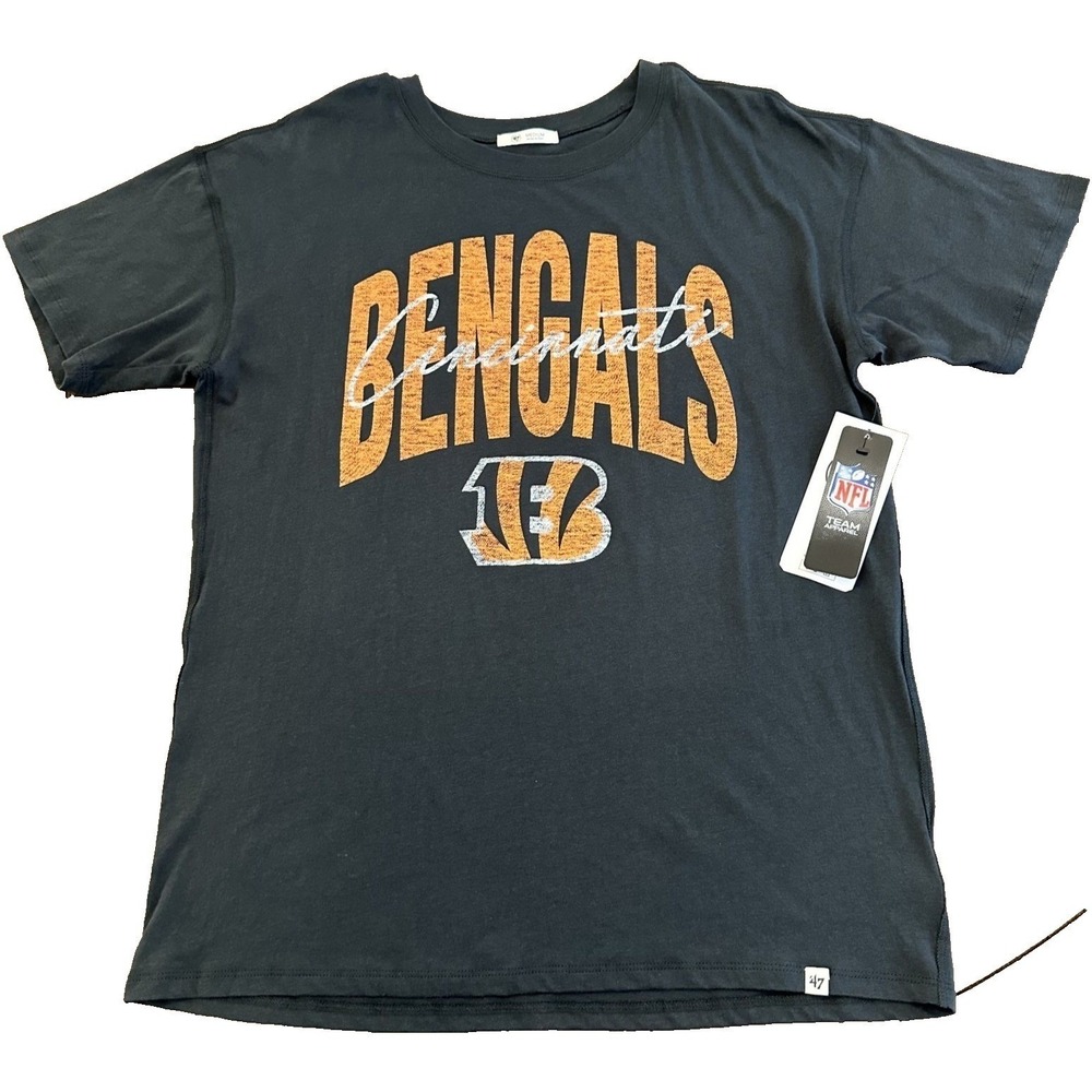 47 Brand Cincinnati Bengals T Shirt Mens Orange Black Fan Gear Size L NWT‎